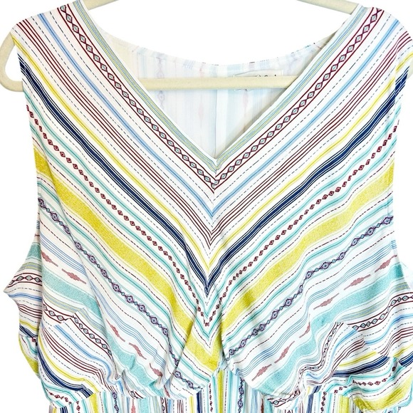 Coldwater Creek Maxi Dress 3X Sleeveless V Neck Stripe Aztec Tribal Southwestern - Picture 4 of 9